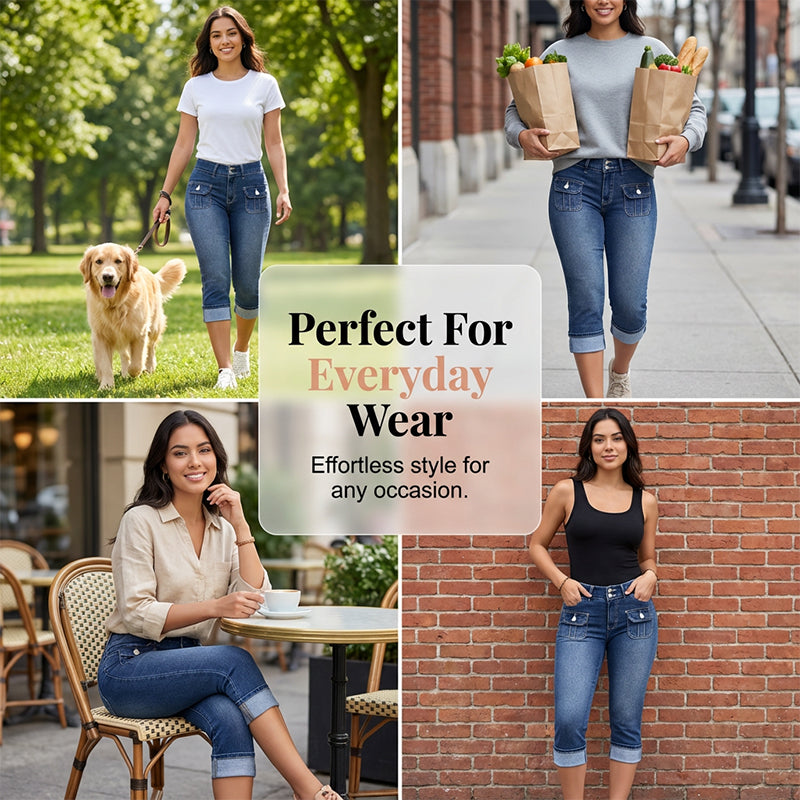 VeloraFlex™ Denim Capris — Sculpt Your Curves in All-Day Comfort and Freedom