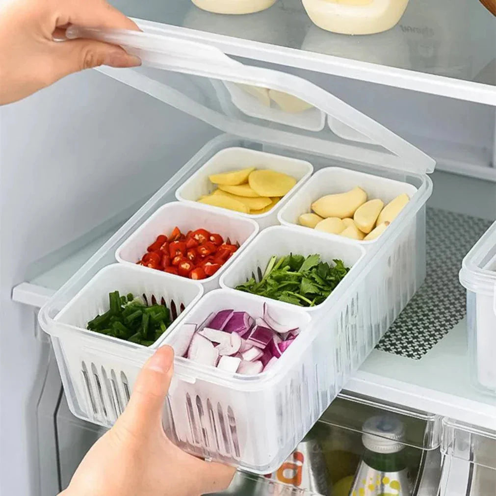 Refrigerator Organizer | Drip Tray Insert to Combat Moisture | Stackable Box | CoolClear