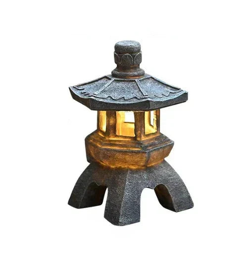 Japanese Garden Lantern | Resin Solar LED | Warm White Zen Garden & Terrace | Wabilight