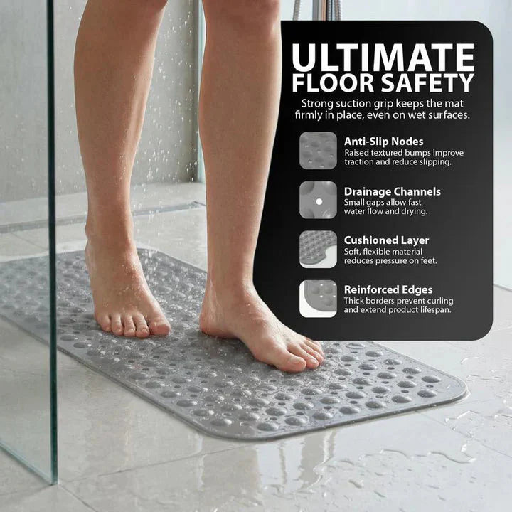 Non-Slip Shower Mat | Gripped Texture | Quick Water Flow | SafeStep