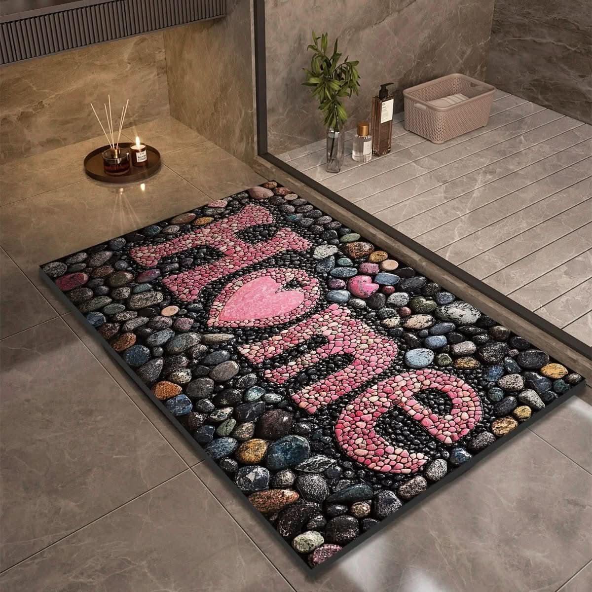 Bath Mat Diatomaceous Earth | Fast-Drying & Slip-Resistant | Natural Rubber Stone Finish | Aquapave