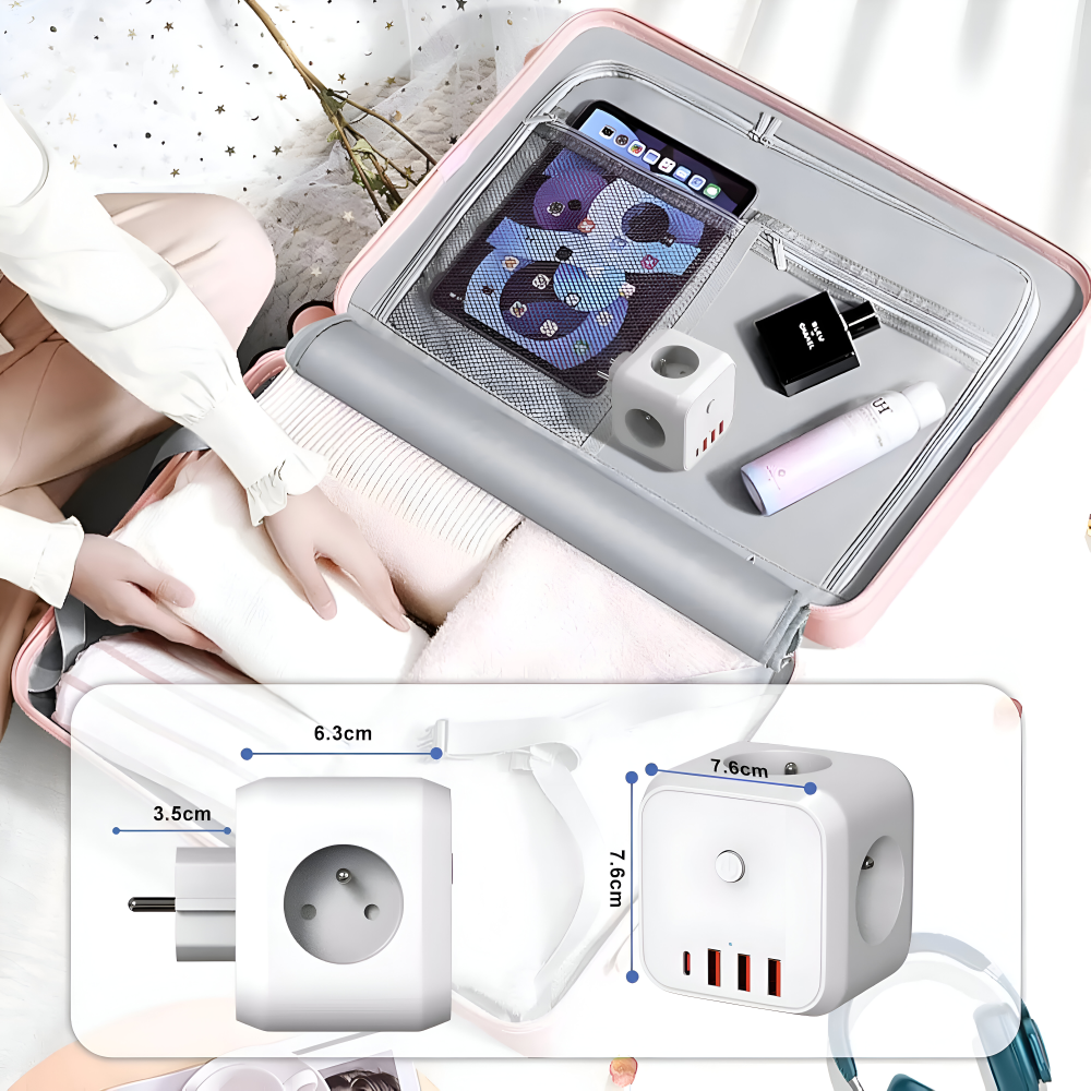 Cube Power Strip | Multiple Outlets | Overload Safeguard with On Off Switch | PowerCube