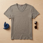 AeroLuxe™ – Lightweight Slub Cotton V-Neck Tee with Raw-Edge Trim