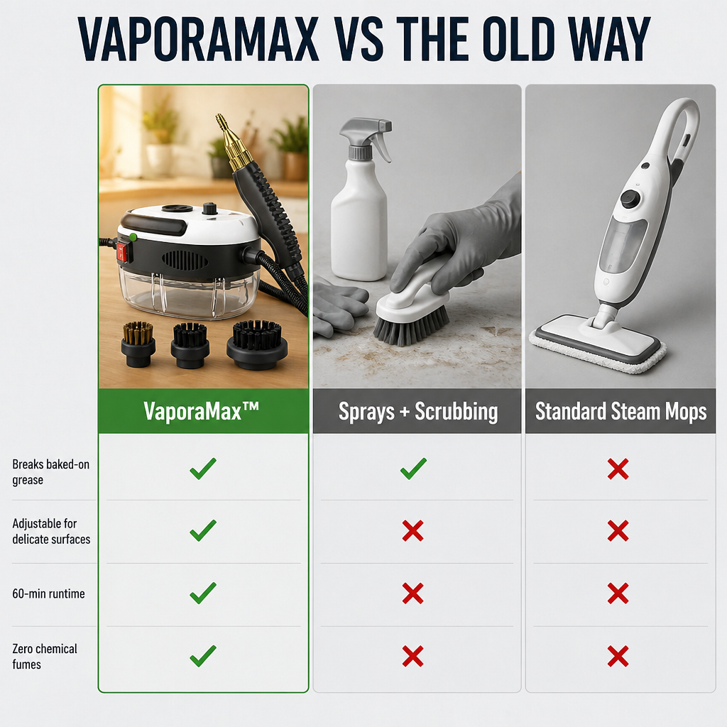 VaporaMax™ — Dissolve Baked-On Grease Fast, No Scrubbing or Chemicals Needed