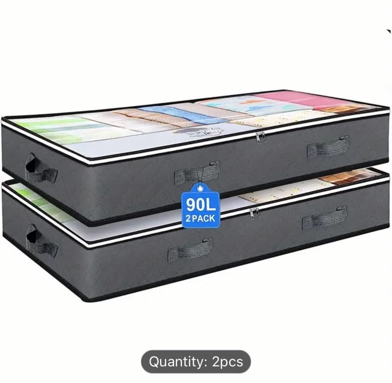 Underbed Storage Bags | Foldable Space-Saver | Clear Lid | SpaceNest