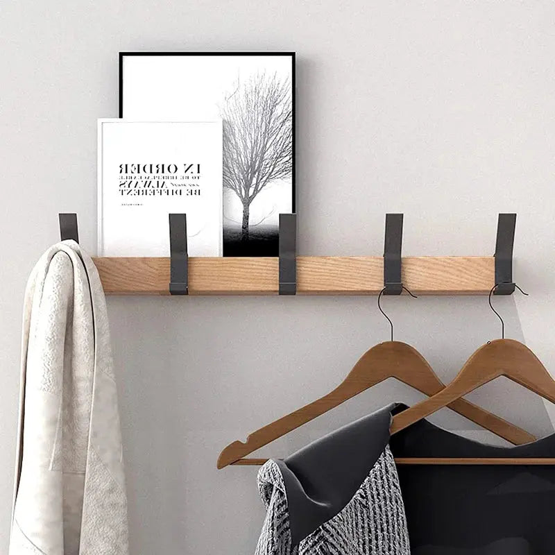 Wall Coat Rack | Metal and Wood | Compact Space-Saving Design | Holmika