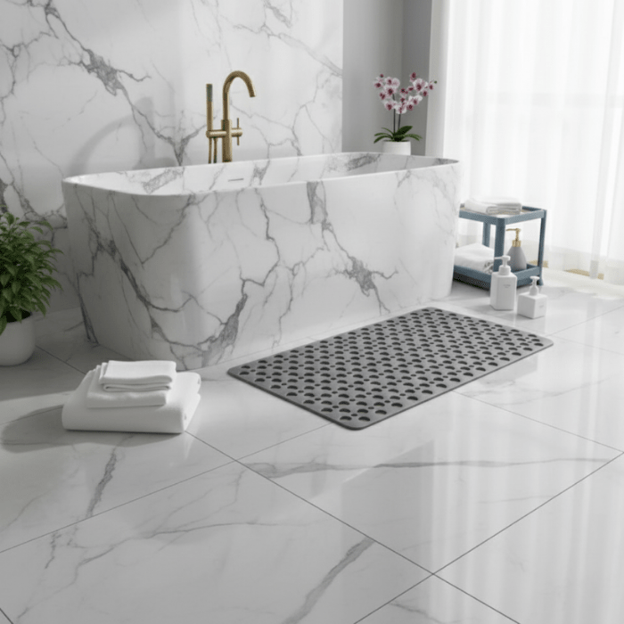 Non-slip Shower Mat PVC with TPE | Suction Cups | Drainage Holes for Water | Gripflow