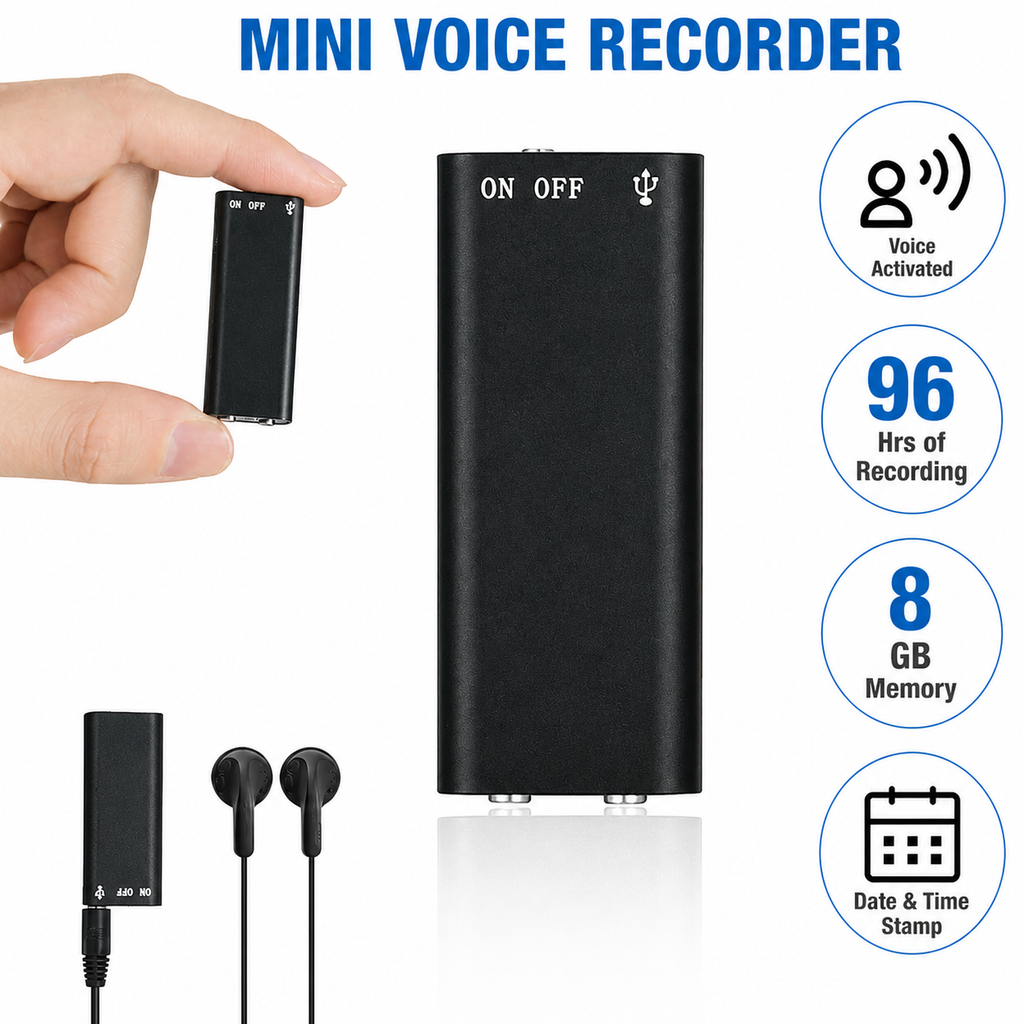 Dictation Device | Compact Audio Recorder | Single Press Recording | MicroSpy