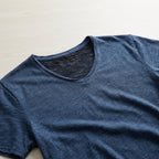 AeroLuxe™ – Lightweight Slub Cotton V-Neck Tee with Raw-Edge Trim