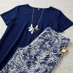 Ariselle™ – Relaxed Two-Piece Set with Soft Top and Printed Pants