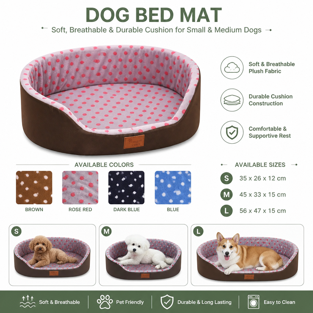 Dog Bed Mat for Small & Medium Dogs | Soft Breathable Plush | Durable Cushion | Comfortable Rest