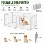 Dog & Small Pet Playpen 120x60x60cm | Foldable Heavy-Duty Metal Fence | Stainless Steel Panels