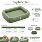 Dog & Cat Bed | Double-Sided Reversible Fleece | Bolster Sofa Kennel Design | Winter Warmth