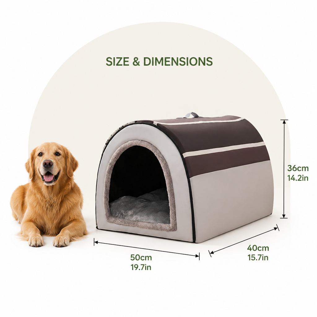 DogBedHouse Foldable Enclosed Cave Pet Bed (Removable Cushion)