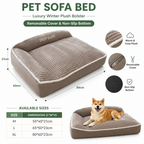 Pet Sofa Bed | Luxury Winter Plush Bolster | Removable Cover & Non-Slip Bottom