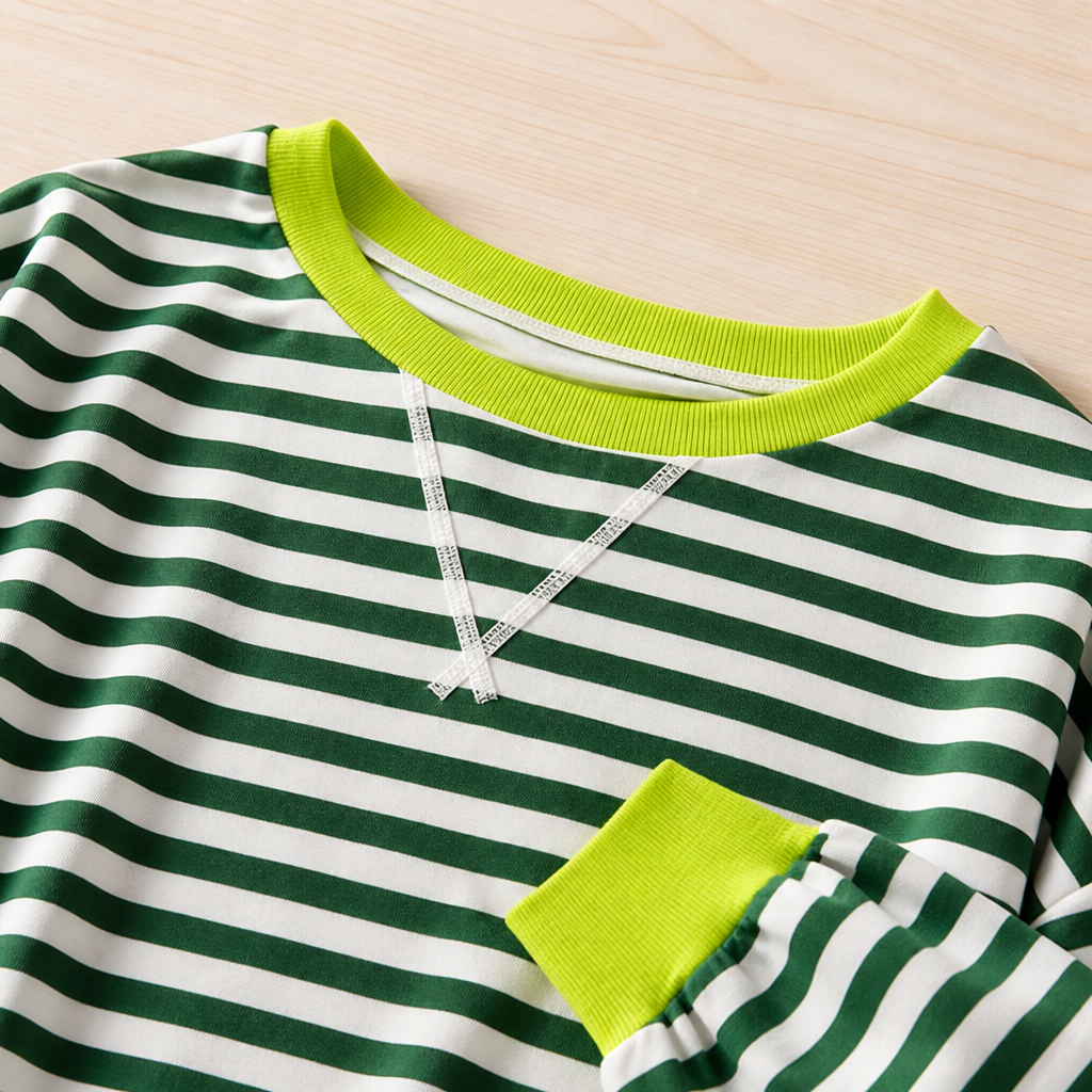 VeroLuxe™ Casual Long Sleeve Round Neck Striped Shirt — Wrap Yourself in Soft Confidence and Effortless Style All Day