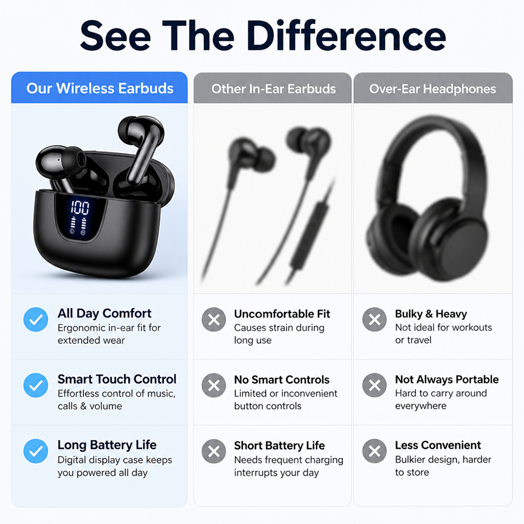 Wireless Earbuds | In-Ear Headphones | Extended Listening Comfort & Crisp Calls | Voltiva