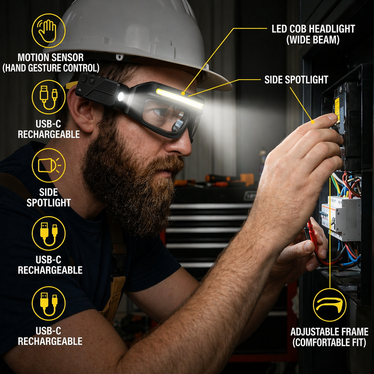 Work Lamp with Motion Sensor | Hands-Free Use | LED Glasses Lamp | SensorGlow