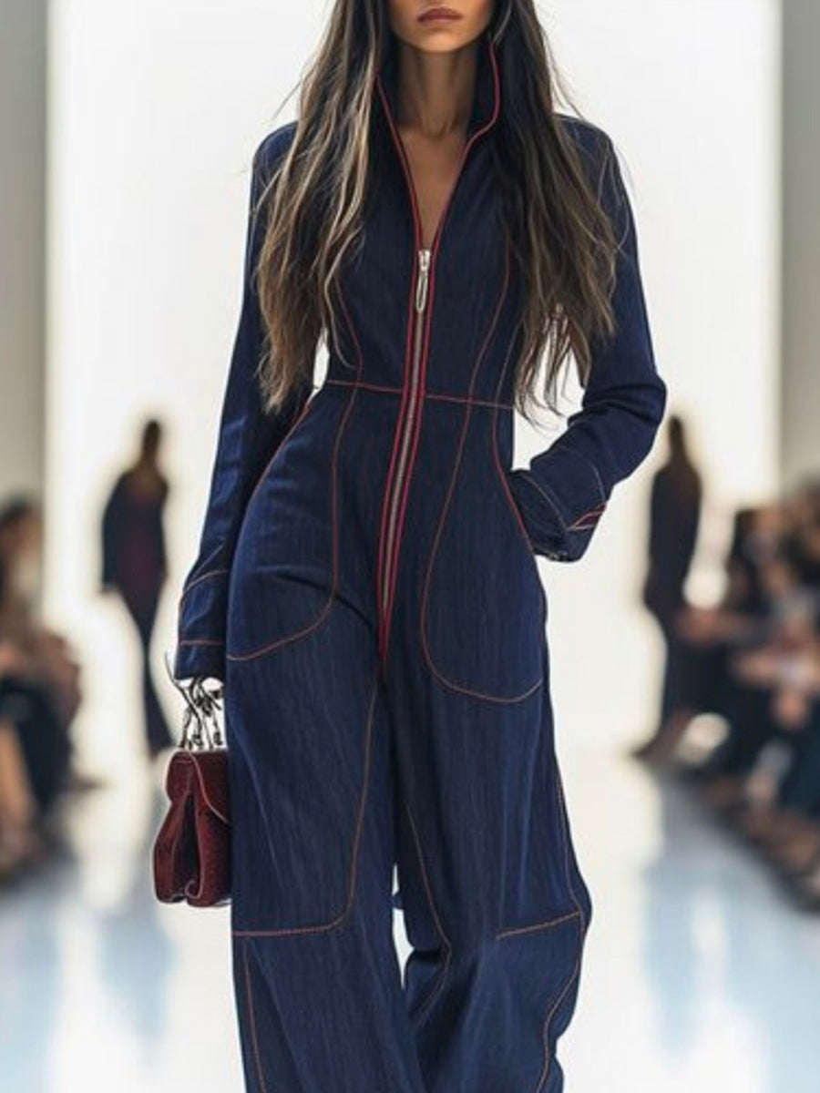 VeroStride™ Wide-Leg Denim Jumpsuit — Own Every Step with Effortless Confidence and All-Day Comfort