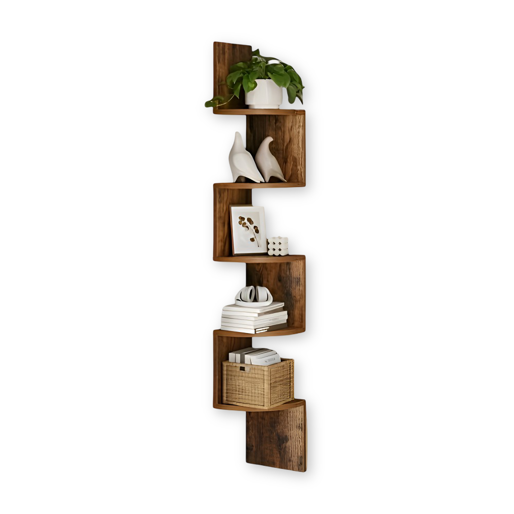 Corner Shelf 5 Levels | Zigzag Shape with Layers | Space-Efficient Corner Fit | CornerZig