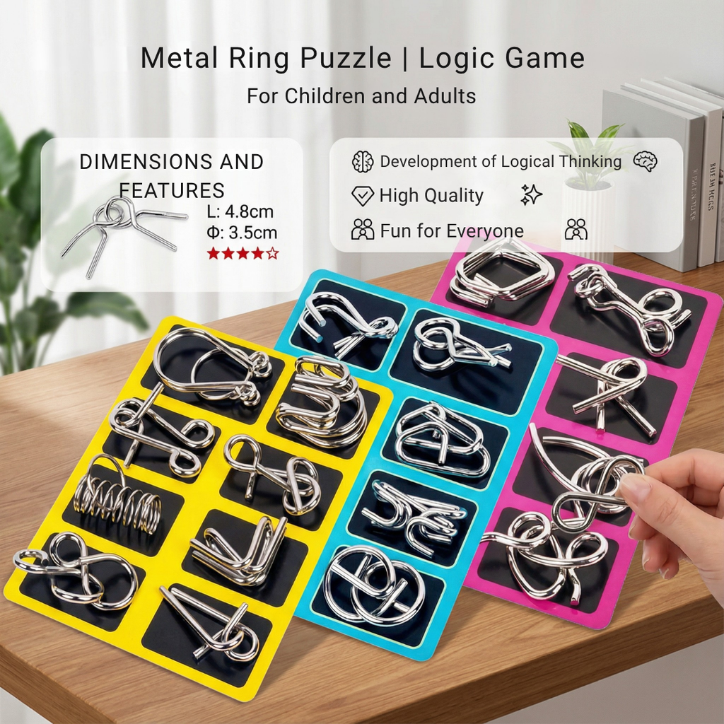 MindPulse™ Metal Ring Puzzle Set — Unlock Lightning-Fast Focus and Stress-Free Mental Power