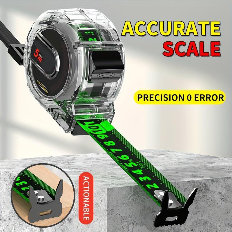 Measuring Tape with Glow Band | Laser Engraved Both Sides | Self-Adjusting Hook | TrueLine