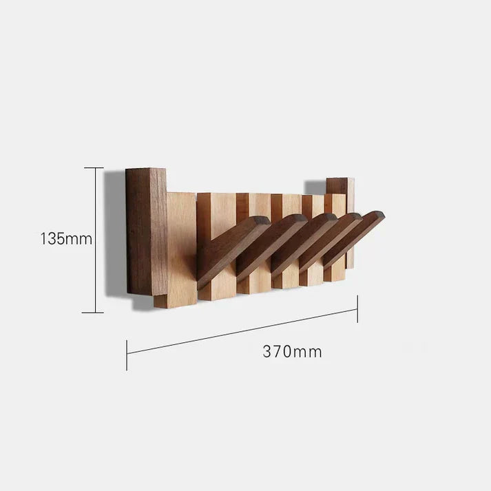 Piano Coat Rack in Wood | Sturdy Walnut & Maple Wood | 8 Hooks Wall-Mounted | Keystrak