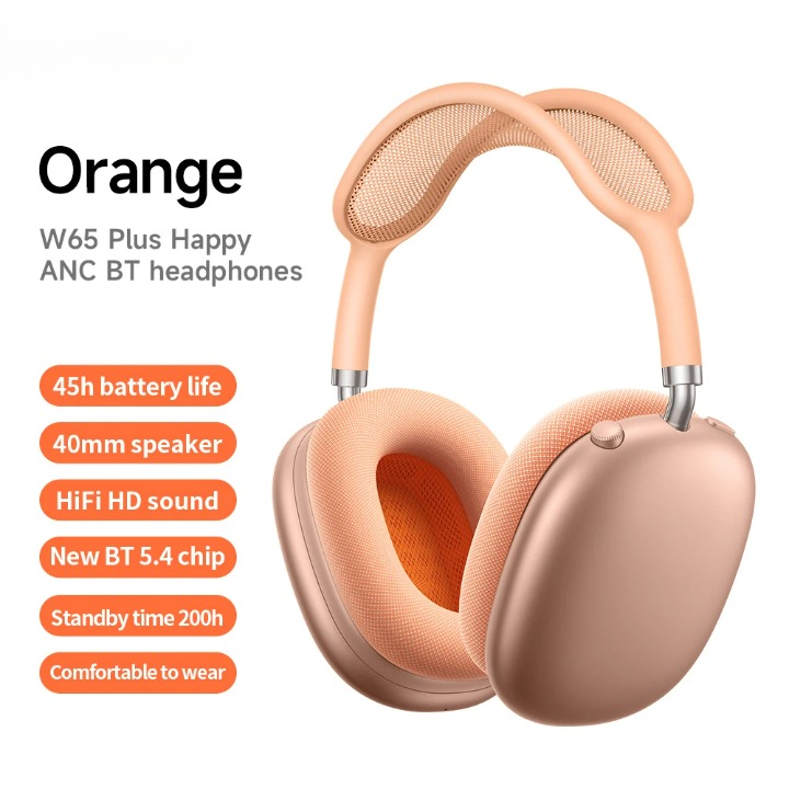 Wireless Headphones | Bluetooth Over-Ear Headphones ANC W65 Plus | 45-Hour Battery Life | Wavora