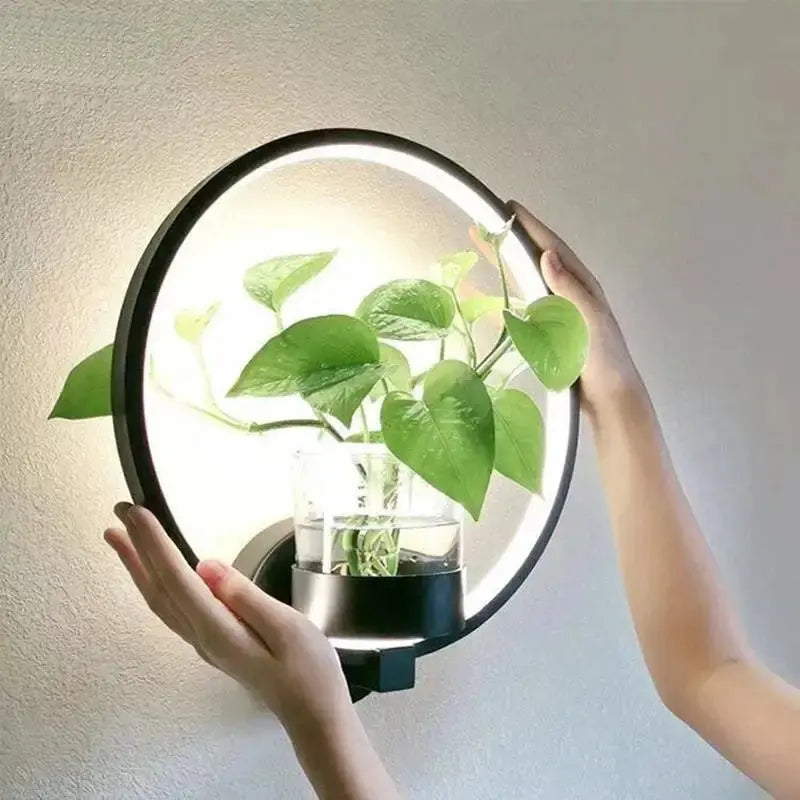 LED Plant Wall Light with Glass Vase | Cozy Ambient Glow | Decorative Wall Accent | GlowPlant