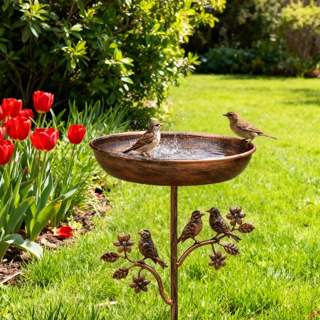 Garden Bird Bath | Ornamental Bowl | Firm Stake | GardenShine