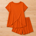 SolaraEase™ – Relaxed Tulip-Hem Top & Shorts Summer Set