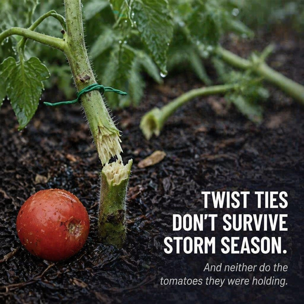 VerdiClip™ — Keep Tomatoes Upright, Forget Twist Ties, Protect Every Stem from Breaking