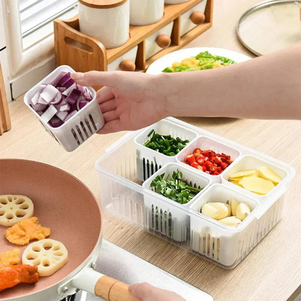 Refrigerator Organizer | Drip Tray Insert to Combat Moisture | Stackable Box | CoolClear