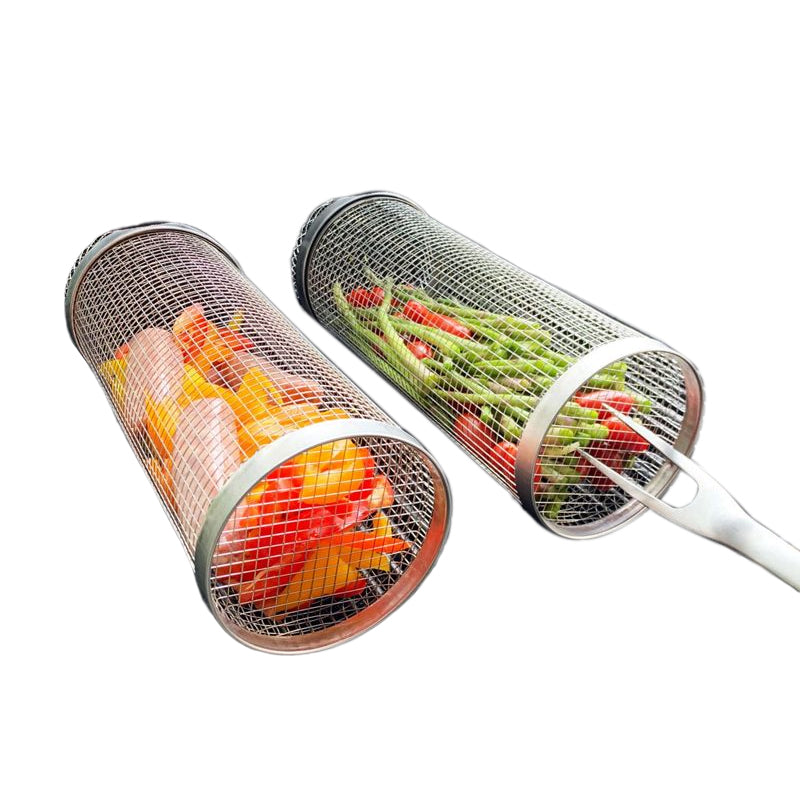 BBQ Grill Basket | 360° Spin Rotation | Uniform Heat Spread | Stainless Steel Build | GrillMaster