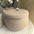 Woven Storage Basket | Round Storage Basket | Boho Handwoven | CasaWeave