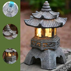 Japanese Garden Lantern | Resin Solar LED | Warm White Zen Garden & Terrace | Wabilight