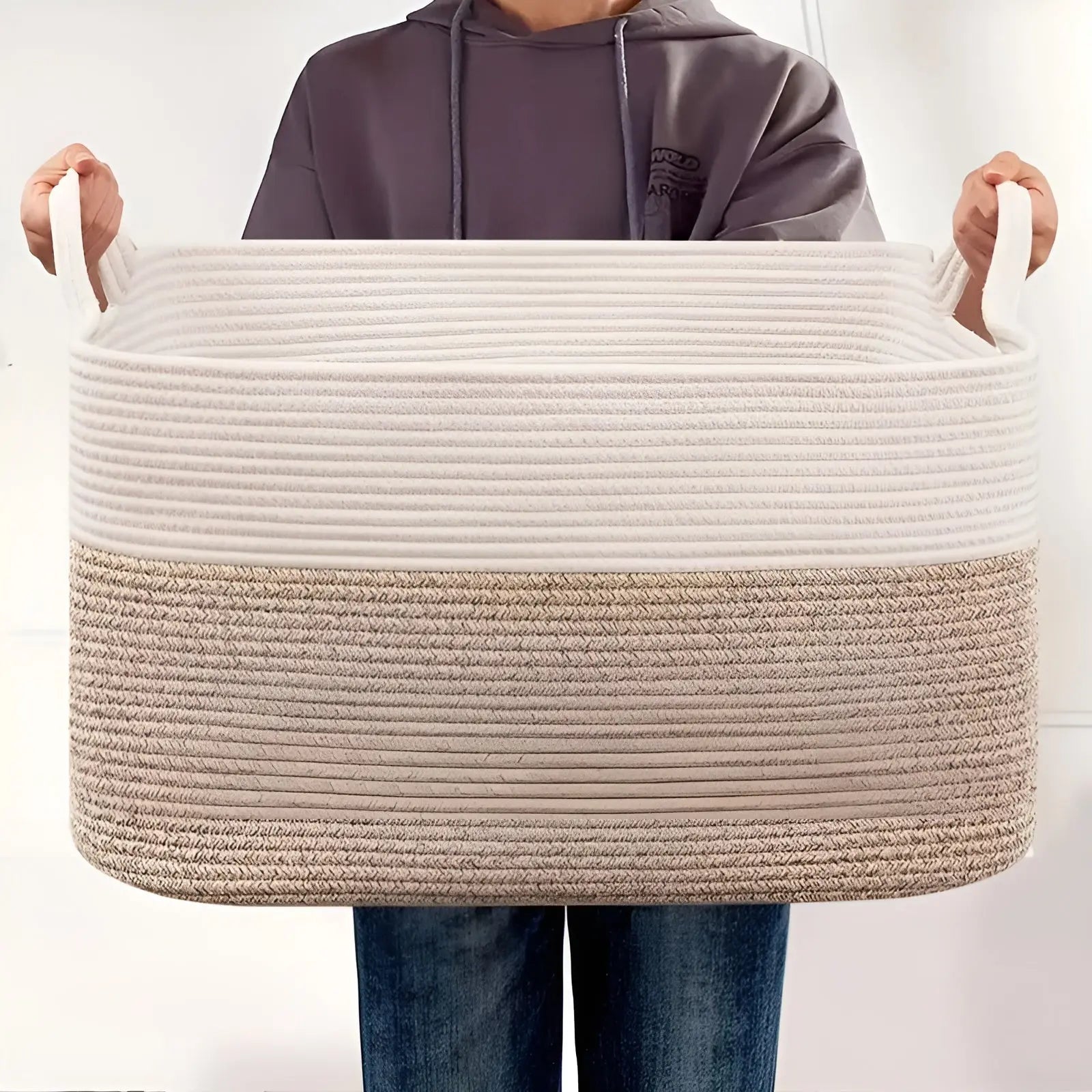 Woven Basket | Braided Pattern | Carry Handles | WohnHafen