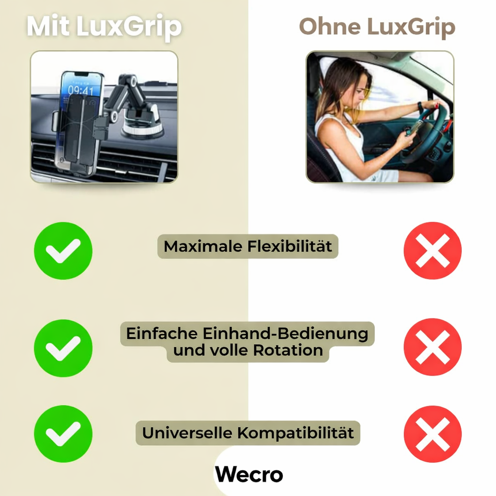 Phone Holder | Phone Mount with 360° Rotation & Suction Cup | LuxGrip