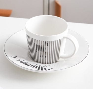 Coffee Cup Saucer | Porcelain Saucer | Gold Stripe Pattern Decor | AuraCup
