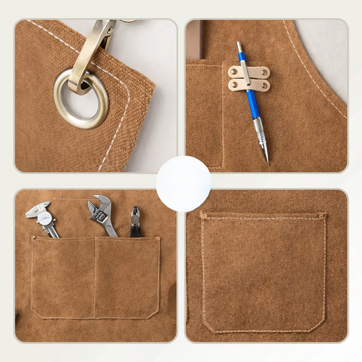 Canvas Work Apron | Crossback Straps | Tool Accessory Pockets | HandHaven