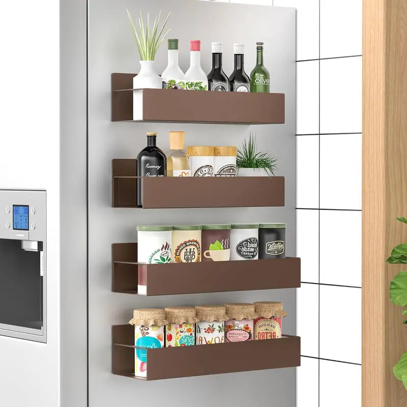 Spice Rack | 4-Piece Magnetic Set – Powder Coated | Drill-Free Installation | KitchenDock