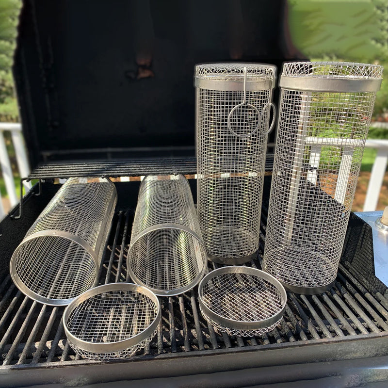 BBQ Grill Basket | 360° Spin Rotation | Uniform Heat Spread | Stainless Steel Build | GrillMaster