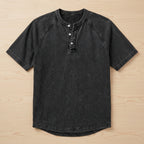 VesperLoom™ – Vintage Mineral-Wash Raglan Henley Tee