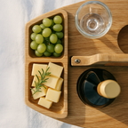 Wine Table Wooden Foldable | Snack Sections | Glass and Bottle Holders | Tray Table
