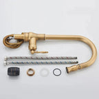 Antique Brass Kitchen Faucet | Single Lever Control | Swivel Spout | BrassArc