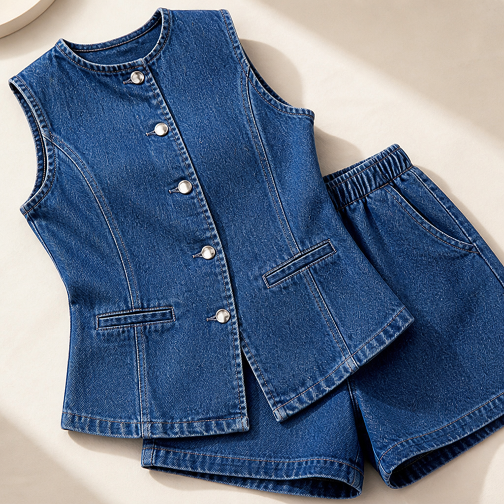 Luminara™ Sleeveless Denim Co-Ord Set — Own Effortless Cool Confidence All Day Long