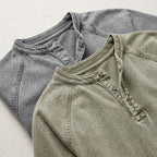 VesperLoom™ – Vintage Mineral-Wash Raglan Henley Tee