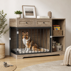 Dog Crate Furniture | Convertible Sideboard | Wood & Metal Frame, Storage Drawers | 120×60×87 cm
