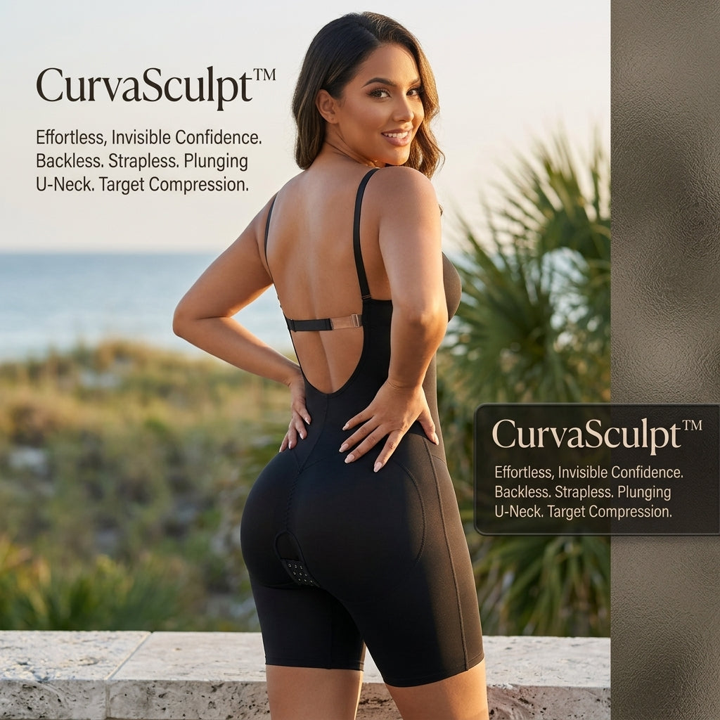 CurvaSculpt™ – Backless Plunge Sculpting Bodysuit with Push-Up Cups