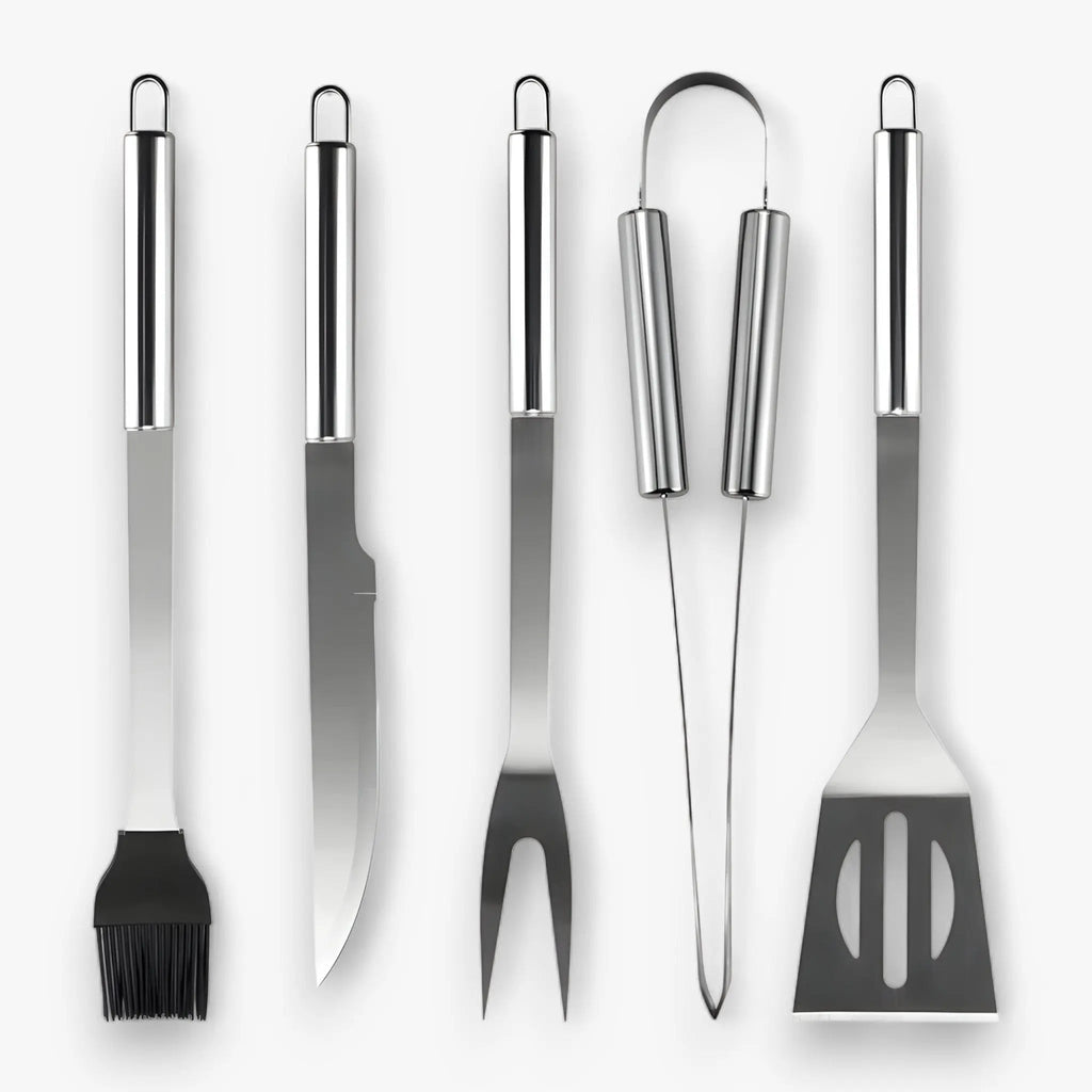 Stainless Steel Grill Tool Set | Includes Carrying Case for Travel | Safe Grip with Heat Shield | RostRanger